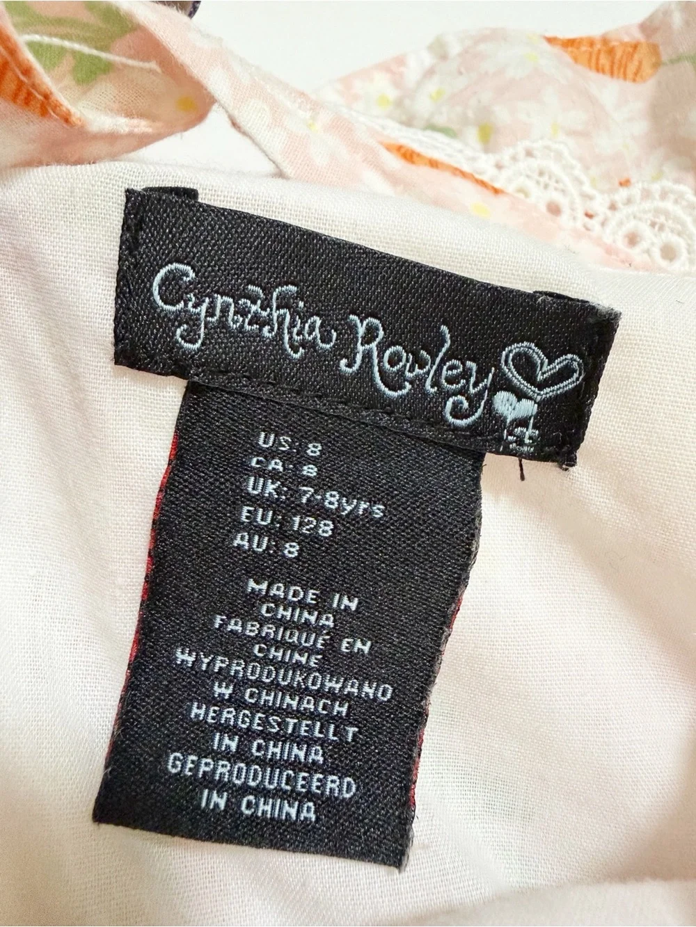 Cynthia Rowley Floral Carrot Ruffle Lace Trim Dress
